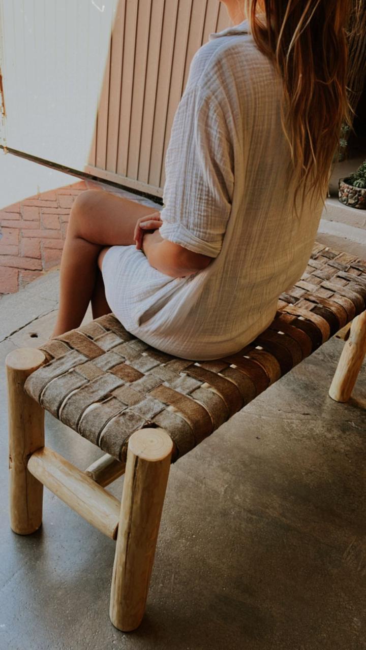 RECYCLED LEATHER BENCH CURATED X OSO PARADO